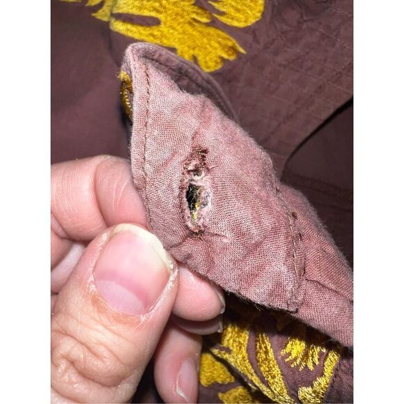 Roberta freymann  New York size xs brown Vneck Short Sleeves Boho Cottagecore - Picture 6 of 6